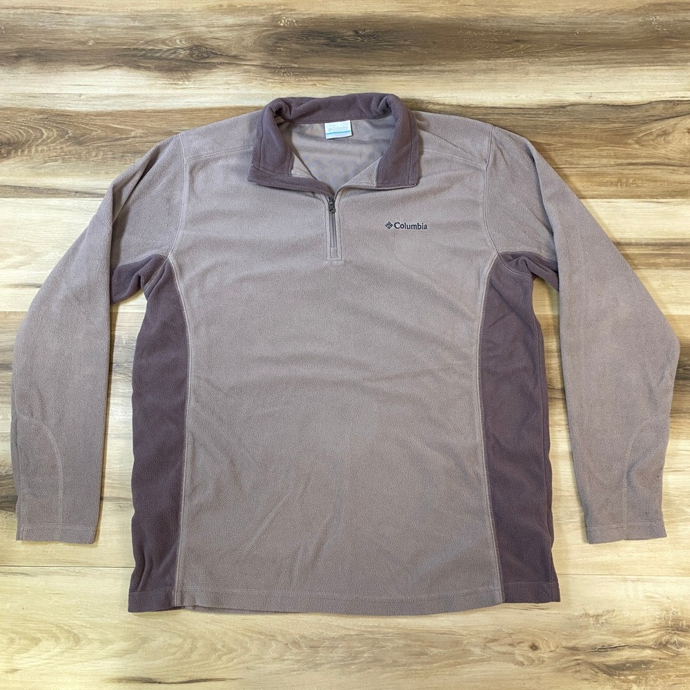 Columbia Fleece Pullover Mens Large 1/4 Zip Sweater Mauve Plum Outdoor Casual